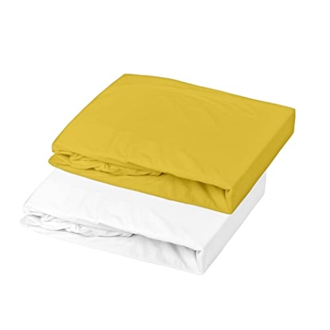 Domiva 1 ALESE PU + 1 Spannbettlaken, 070 x 140 cm, Weiß/Curry