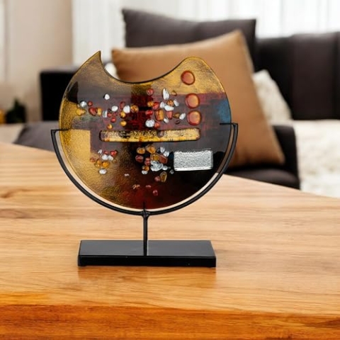 GILDE GLAS art Dekovase – Designer Deko abstrakte Vase Dekoobjekt – Home Design für Wohnzimmer Schlafzimmer – Höhe 38 cm