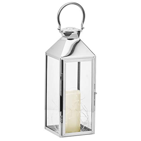 Gartenfreude 9000-1001-01 Edelstahl Laterne M mit LED Beleuchtung