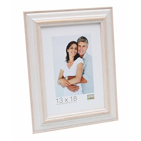 Deknudt Frames S221H1 Bilderrahmen, Holz, Schlichter Stil, 50 x 70, Weiß/Beige