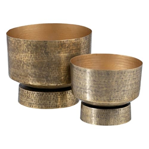 BigBuy Garden Pflanzkübel 45 x 45 x 37 cm Gold Aluminium (2 Stück)