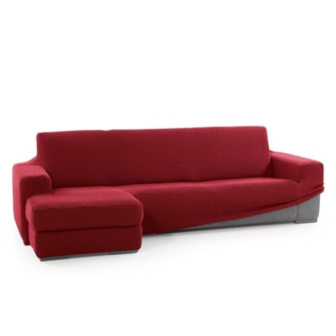 SOFASKINS® super elastischer Chaise Longue überzug, Sofabezug Kurze Linke Armlehne, Sofa überzug atmungsaktiv, bequem und langlebig, Kompatible Abmessungen des Sofas (210-340 cm), Farbe rot