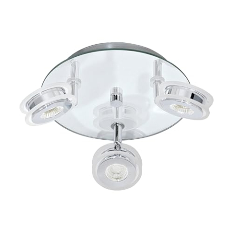 EGLO LED Deckenlampe Agueda, Deckenstrahler, Stahl, Glas in chrom, klar, warmweiß IP44