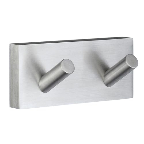 SMEDBO House Double Towel Hook, Brass, Silver, 9 x 4 x 4 cm
