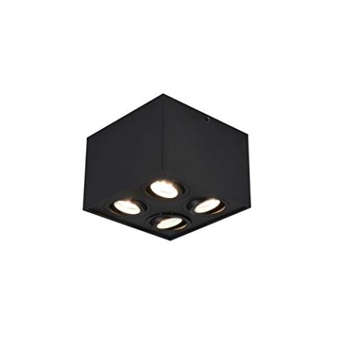Trio Leuchten Deckenleuchte Biscuit 613000432, Metall Schwarz matt, exkl. 4x GU10