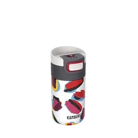 Kambukka Thermobecher 300ml - Kaffeebecher to go aus Edelstahl - Auslaufsicher & dicht - Isolierbecher, Travel & Coffee mug - hält 5h heiß/ 11h kalt - Modell ETNA LEOPARD BRUSH