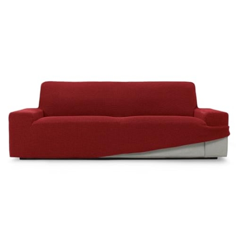 SOFASKINS® super elastischer überzug, Sofabezug 4 sitzer, atmungsaktiv, bequem und langlebig, Sofa überzug, Einfach anzubringen, Maße (230-270Cm), Farbe Rot