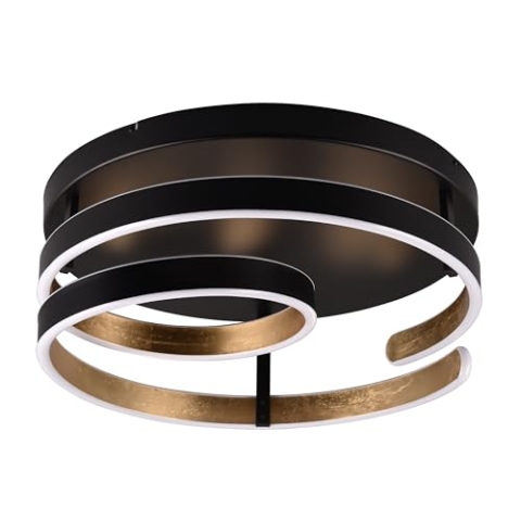 Trio Leuchten LED Deckenleuchte Marnie 644110180, Metall Schwarz matt/Goldfarbig, inkl. 58 Watt LED, Switch Dimmer