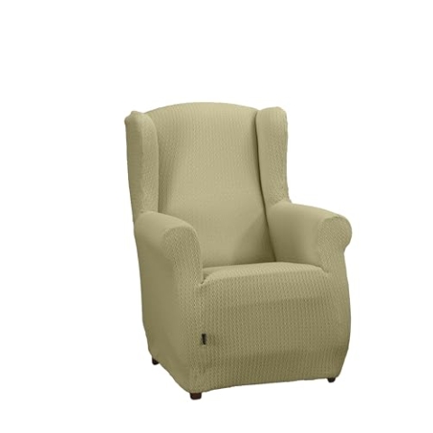 Estoralis | Sumatra | Superelastischer Ohrensesselbezug | Maximale Anpassungsfähigkeit | Farbe - C/ 02 Creme | Bezug für Ohrensessel Größe von 70 bis 110 cm. | Anpassbar an alle Arten von Sesseln