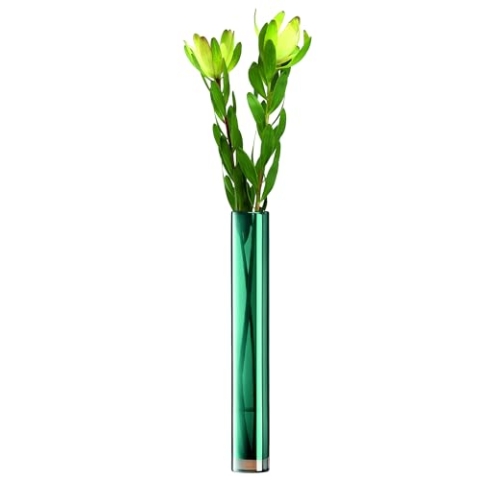 LSA International Epoque Vase H48cm Pfauenblau/Lüster