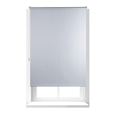 Relaxdays Thermo Verdunklungsrollo, Hitzeschutz, Fenster Seitenzugrollo, Klemmfix ohne bohren 110x160, Stoff 106cm, weiß