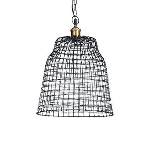 Relaxdays Pendelleuchte Gitter aus feinem Metall als Lampe in Form eines Käfigs H x D: ca. 154 x 35 cm Hängelampe aus Schmiedeeisen in Gitterform als moderne Design Deckenleuchte, schwarz