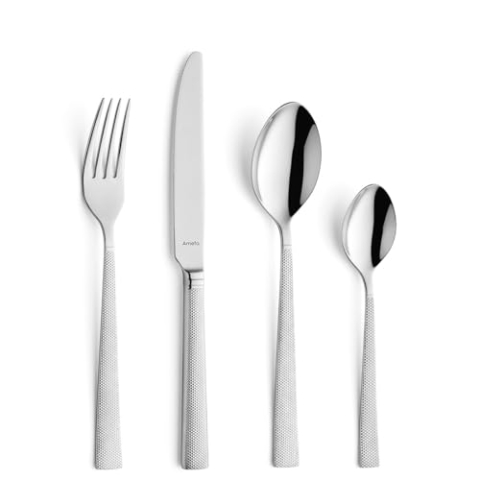 Amefa JEWEL Besteck Set 8 Personen | 32-teilig | Edelstahl 18/10 | rostfrei & poliert | spülmaschinenfest | hochwertige Griffe mit feinem Diamantschliff | exquisites Besteckset 6 Personen