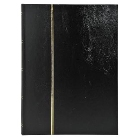 Exacompta - Ref. 26161E – 1 klassisches Briefmarkenalbum – 64 schwarze Seiten – Außenmaße: 22,5 x 30,5 cm – Einband aus Kunstleder – 9 Acetat-Streifen – Farbe: Schwarz