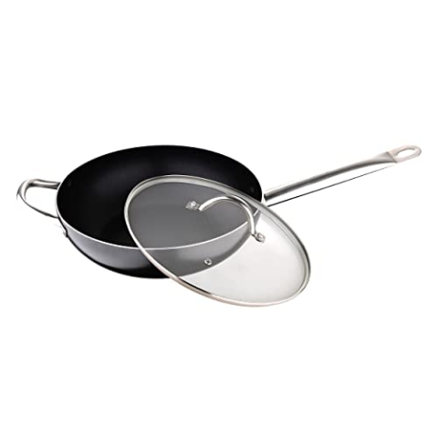 San Ignacio Professional Chef | Wokpfanne Antihaftbeschichtet mit 28 cm Durchmesser und 8 cm Hoch | Aus Gepresstem Aluminium | Stay Cool Edelstahl-Griff | Geeignet für Alle Herdarten
