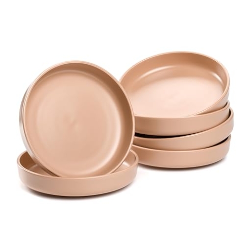 LEONARDO HOME Speiseteller ROMA 6er Set • Ø 19,7 cm • Mikrowellen- & Spülmaschinengeeignet • stapelbar • Keramik Geschirr für 6 Personen • Steingut-Teller, leicht matte Oberfläche • apricot • 027265