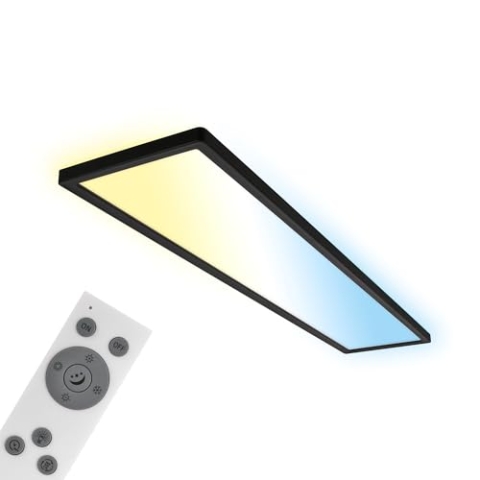 BRILONER - LED Deckenlampe 98cm mit indirektem Licht, flach, dimmbar, CCT, Lampe, Deckenleuchte, Wohnzimmerlampe, LED Panel, Küchenlampe, Schlafzimmerlampe, Flur, 98x20x3 cm, Schwarz
