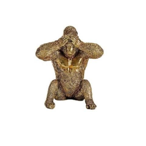 Gift Decor Dekofigur Gorilla Gold Harz (9 x 18 x 17 cm)