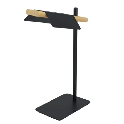 EGLO LED Tischlampe Ermua, Tischleuchte, Nachttischlampe aus Metall, Holz und Kunststoff, Wohnzimmerlampe in Schwarz, Braun, Weiß, LED Lampe mit Schalter, warmweiß