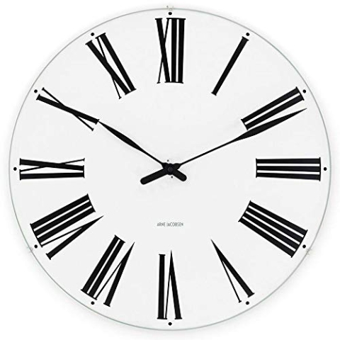 Arne Jacobsen Wanduhr Ø16 cm Roman Originaldesign aus Aluminium, Weiss