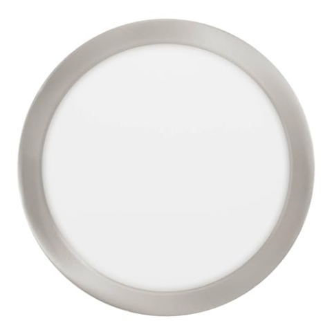 EGLO connect.z Smart-Home LED Bad-Einbaustrahler Fueva-Z, ultra flach, Ø 216 mm, ZigBee, App und Sprachsteuerung Alexa, Lichtfarbe (warmweiß-kaltweiß), dimmbar, Alu Einbauspot nickel-matt, IP44