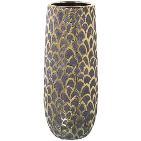 Alexandra House Living Vase, Gold, Dunkelgrau, Keramik, 14 x 13 x 33 cm