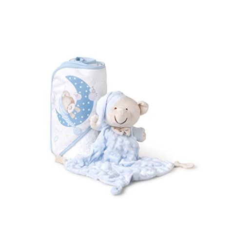 Interbaby Baby-Badetuch blau + Doudou Baby-Badetuch mit Kapuze, 100% Baumwolle, 100 x 100 cm, Uni, weich, schnell trocknend, ideal für Neugeborene, Babys und Kleinkinder, Design Bär Mütze