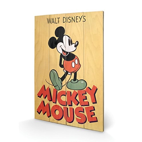 Pyramid International Mouse (Mickey) Holzwand-Kunst, Holz, Mehrfarbig, 40 x 2.5 x 59 cm