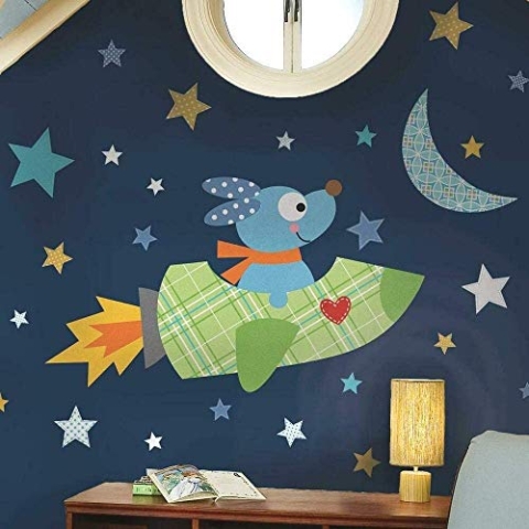 RoomMates 54267 Happi Hund und Rakete