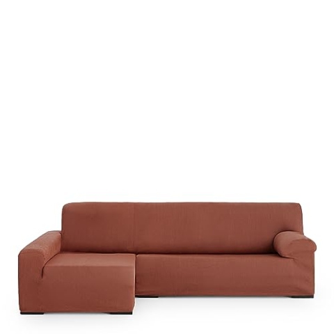 Eysa elastisch Sofa überwurf Chaise Longue Links, frontalsicht, Polyester-Baumwolle, 09-orange, 43 x 14 x 37 cm