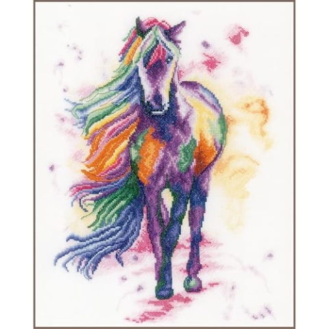 LANARTE Kreuzstich Stickpackungen Gezählter Kreuzstichbilder Set REGENBOGENFARBEN Wanddekoration Handarbeit Set für Erwachsene 29 x 40 cm DIY Deko Bastelset Handwerker Kreative Geschenkset