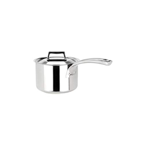 Sitram Saint Germain 711662 Stieltopf, Edelstahl, professionelle Qualität, Durchmesser 16 cm, 2 l, hergestellt in Frankreich, für alle Herde, auch Induktionsherde, Deckel und Griff aus Edelstahl
