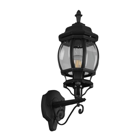 Trio Leuchten Außen Wandleuchte Elvo 206967132, Aluminium Druckguss Schwarz matt, Glas klar, exkl. 1x E27