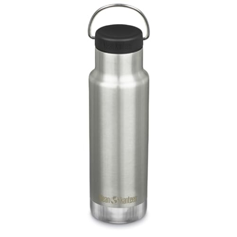Isolierter, klassischer, schmaler 340 ml (mit Schlaufenkappe), gebürsteter Edelstahl