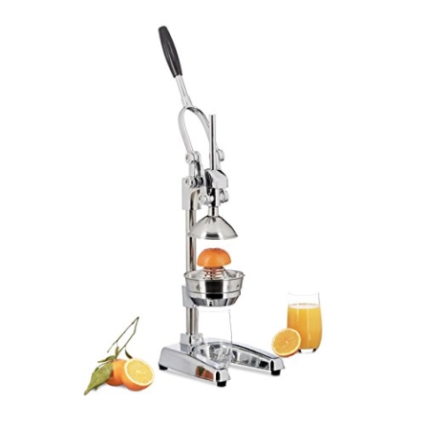 Relaxdays Zitronenpresse Premium Z8, manuelle Orangenpresse, Entsafter ohne Strom, professionelle Zitruspresse, silber