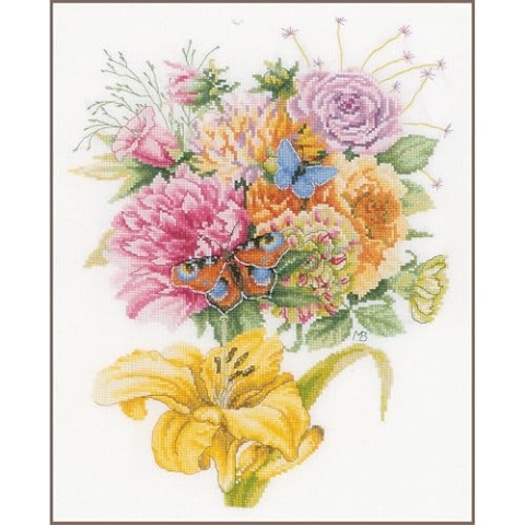 LANARTE Kreuzstich Stickpackungen Gezählter Kreuzstichbilder Set LIEBLING DER SCHMETTERLINGE Wanddekoration Handarbeit Set für Erwachsene 28 x 38 cm DIY Deko Bastelset Handwerker Kreative Geschenkset