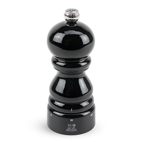 PEUGEOT 23690 Paris Salzmühle Holz, 5,5 x 5,5 x 12 cm, schwarz lackiert