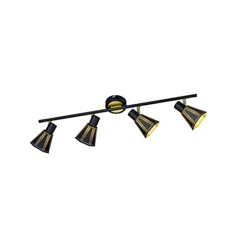 Trio Leuchten Strahler 800300432 Houston, Metall schwarz/innen goldfarbig, exkl. 4 x E14, 9.5 x 69.5 x 19 cm