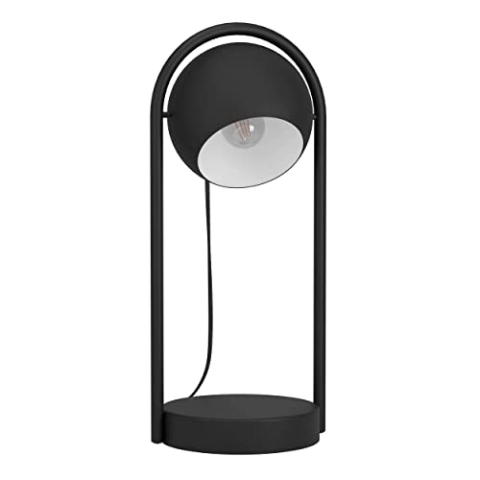 EGLO Tischlampe Murnia, minimalistische Tischleuchte im New Nordic Design, Nachttischlampe aus Metall in schwarz und weiß, Lampe für Wohnzimmer und Schlafzimmer, E14 Fassung