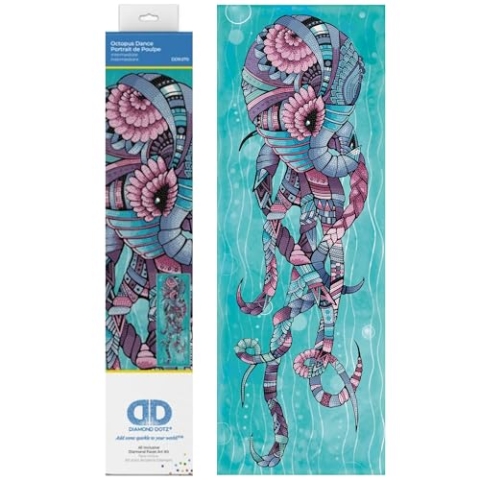 DIAMOND DOTZ 2592645 Original 5D Diamond Painting Set, Oktopus, DIY Diamant-Malerei-Kit mit runden Glitzersteinen für Erwachsene und Kinder ab 12 Jahren, Intermediate