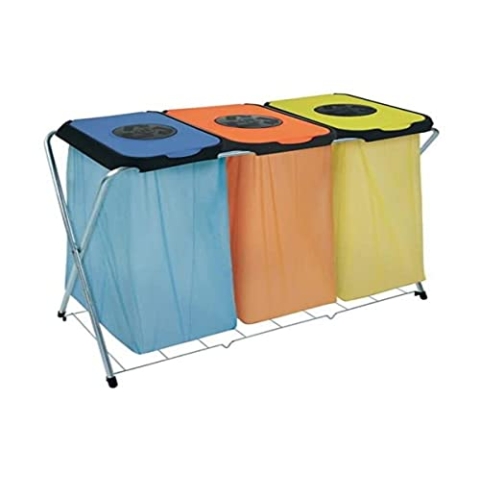 artex Spa 21.13.13 EKO-Life-3 Beutelhalter mit Deckel für Mülltrennung, Blau/Orange/Gelb, 96 x 42 x 82 cm
