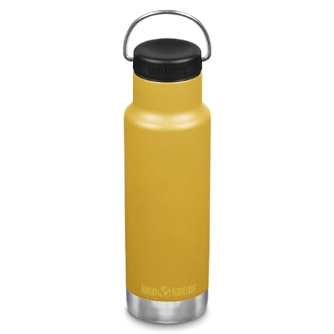 Klean Kanteen Klassische schmale isolierte Wasserflasche mit Schlaufenkappe, Edelstahl-Wasserflasche, 340 ml, Ringelblume