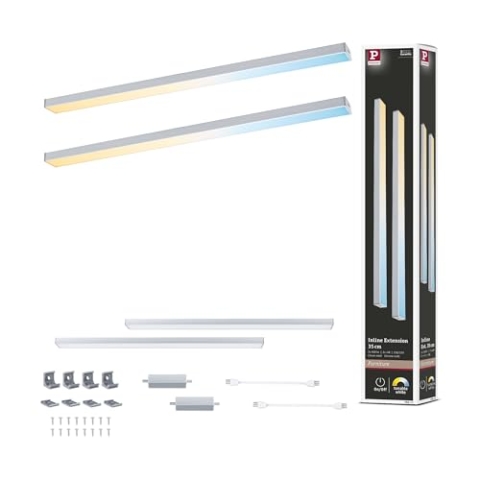 Paulmann 98613 LED Unterschrankleuchte Inline Ergänzungsset 2x4W 350x26mm 2x350lm 24V Chrom matt Tunable White