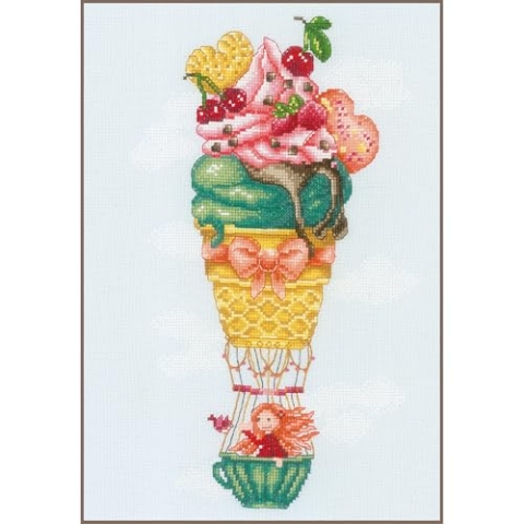 VERVACO Gezählter Kreuzstich Stickpackungen DIY Stickbilder Eisballon Wanddekoration Handarbeit Set für Erwachsene Kreatives Handwerk ca. 21 x 33 cm Kreuzstichbilder Set Hausdeko