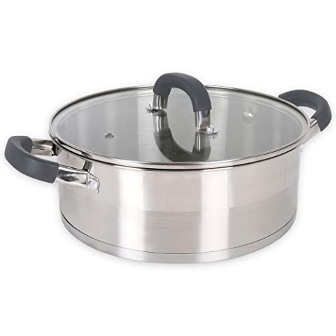 Quttin - Professioneller Induktionskochtopf, Edelstahl, antihaftbeschichtet, großer Topf mit Deckel, für alle Herdarten geeignet, Induktion, Gas, Vitro, Kochtopf 28 cm, Modell Heleom