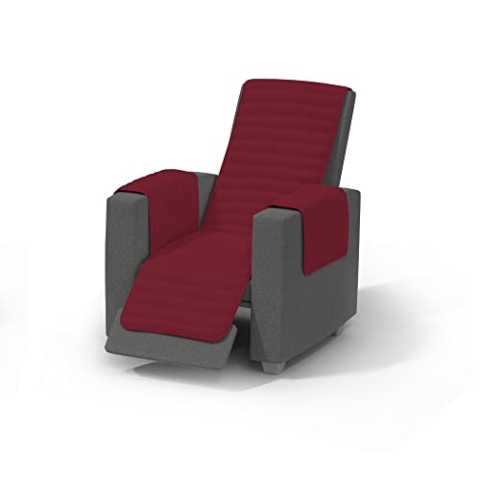Elegant Gesteppte Recliner-Decke, 100% Mikrofaser, Bordeaux/Dunkel Grau