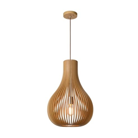 LUCIDE BODO - Pendelleuchten - Ø 38 cm - 1xE27 - Helles Holz