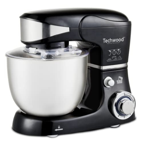 Techwood TRO-1056 Knetmaschine, 5 l, 1000 W, Metall, Schwarz