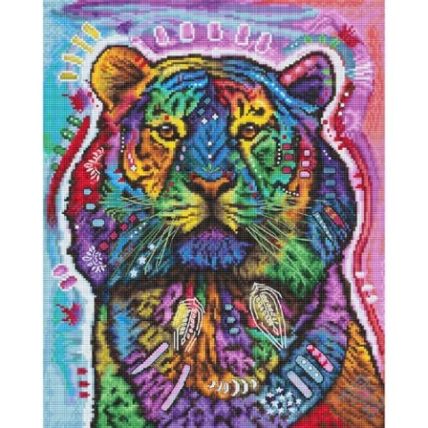 Letistitch Kreuzstich Set Neugieriger Tiger Zählmuster, 32x25cm