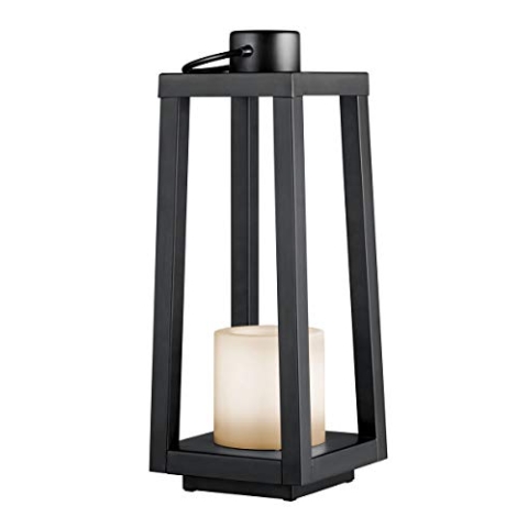 Reality Leuchten LED Solar Außentischleuchte Loja R55176132, Metall schwarz, Kunststoff weiß, LED mit Flacker Effekt, Schwarz Matt